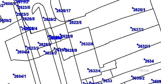 Parcela st. 2632/8 v KÚ Jihlava, Katastrální mapa