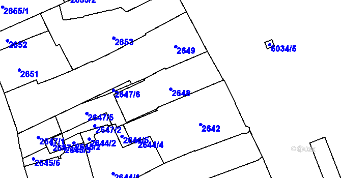 Parcela st. 2648 v KÚ Jihlava, Katastrální mapa
