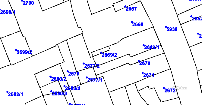 Parcela st. 2669/2 v KÚ Jihlava, Katastrální mapa