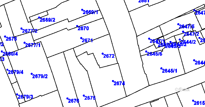 Parcela st. 2672 v KÚ Jihlava, Katastrální mapa