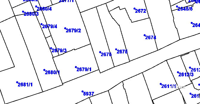 Parcela st. 2676 v KÚ Jihlava, Katastrální mapa