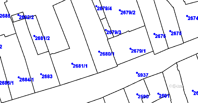 Parcela st. 2680/1 v KÚ Jihlava, Katastrální mapa