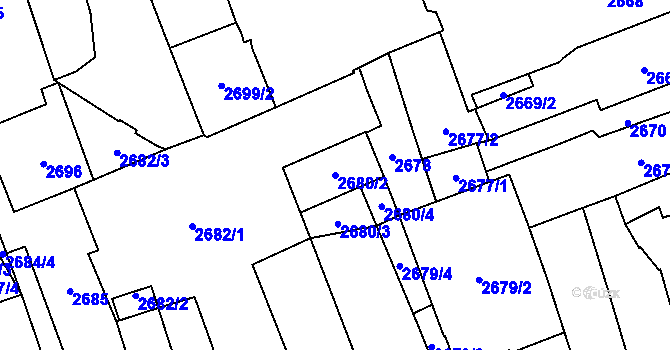 Parcela st. 2680/2 v KÚ Jihlava, Katastrální mapa