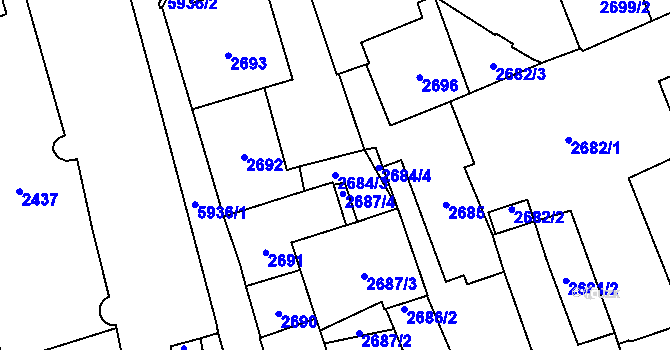 Parcela st. 2684/3 v KÚ Jihlava, Katastrální mapa