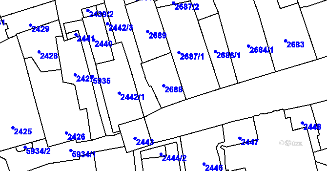 Parcela st. 2688 v KÚ Jihlava, Katastrální mapa