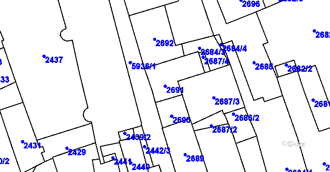 Parcela st. 2691 v KÚ Jihlava, Katastrální mapa