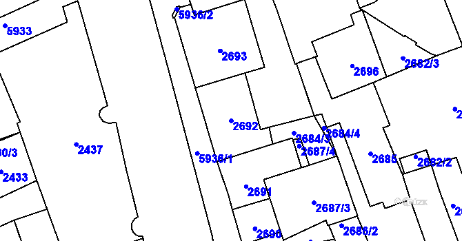 Parcela st. 2692 v KÚ Jihlava, Katastrální mapa