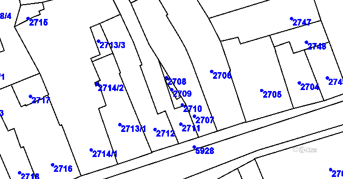 Parcela st. 2709 v KÚ Jihlava, Katastrální mapa