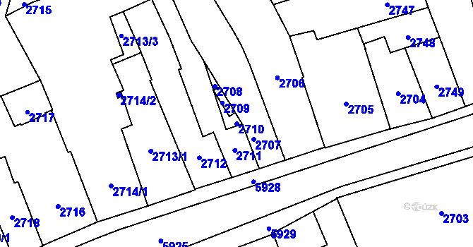 Parcela st. 2710 v KÚ Jihlava, Katastrální mapa