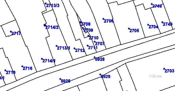 Parcela st. 2711 v KÚ Jihlava, Katastrální mapa