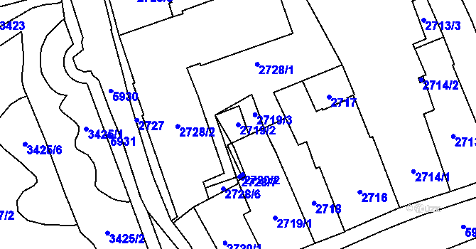 Parcela st. 2719/2 v KÚ Jihlava, Katastrální mapa