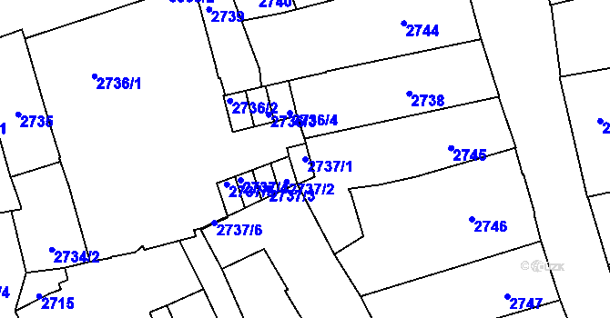 Parcela st. 2737/1 v KÚ Jihlava, Katastrální mapa