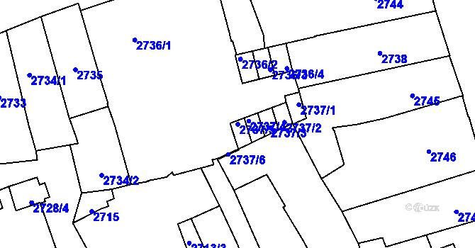 Parcela st. 2737/5 v KÚ Jihlava, Katastrální mapa