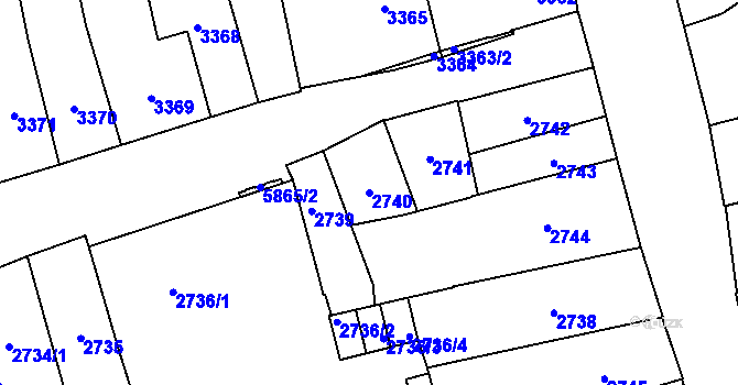 Parcela st. 2740 v KÚ Jihlava, Katastrální mapa