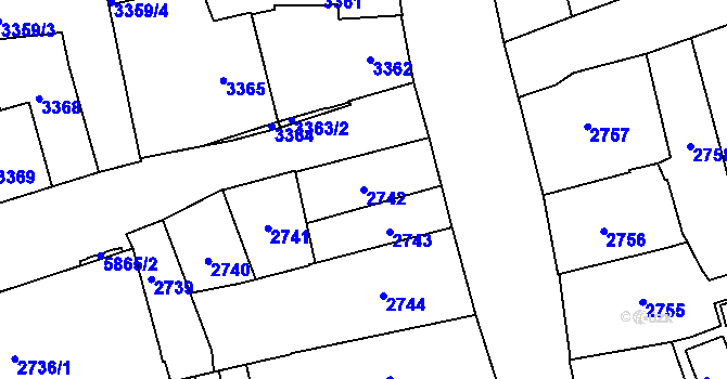 Parcela st. 2742 v KÚ Jihlava, Katastrální mapa