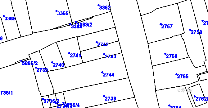 Parcela st. 2743 v KÚ Jihlava, Katastrální mapa