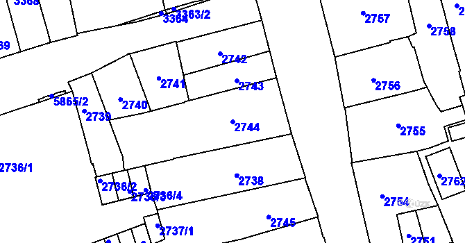 Parcela st. 2744 v KÚ Jihlava, Katastrální mapa