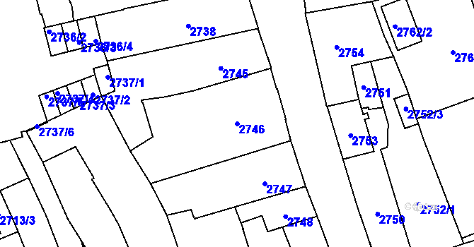 Parcela st. 2746 v KÚ Jihlava, Katastrální mapa