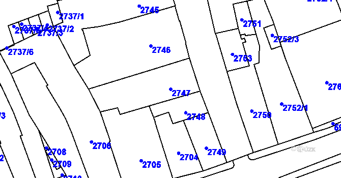 Parcela st. 2747 v KÚ Jihlava, Katastrální mapa