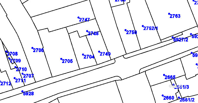 Parcela st. 2749 v KÚ Jihlava, Katastrální mapa