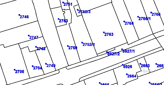 Parcela st. 2752/1 v KÚ Jihlava, Katastrální mapa