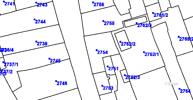 Parcela st. 2754 v KÚ Jihlava, Katastrální mapa