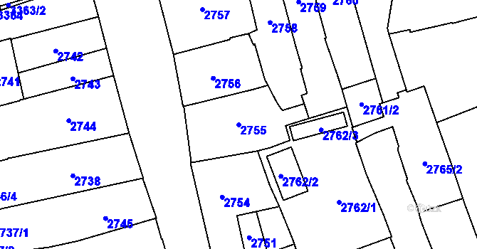 Parcela st. 2755 v KÚ Jihlava, Katastrální mapa