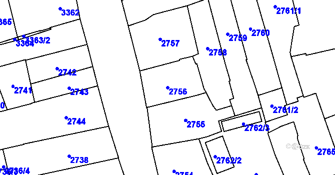 Parcela st. 2756 v KÚ Jihlava, Katastrální mapa