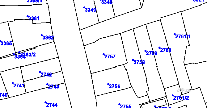 Parcela st. 2757 v KÚ Jihlava, Katastrální mapa