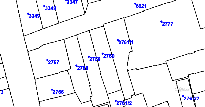 Parcela st. 2760 v KÚ Jihlava, Katastrální mapa