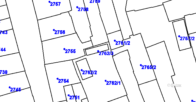 Parcela st. 2762/3 v KÚ Jihlava, Katastrální mapa