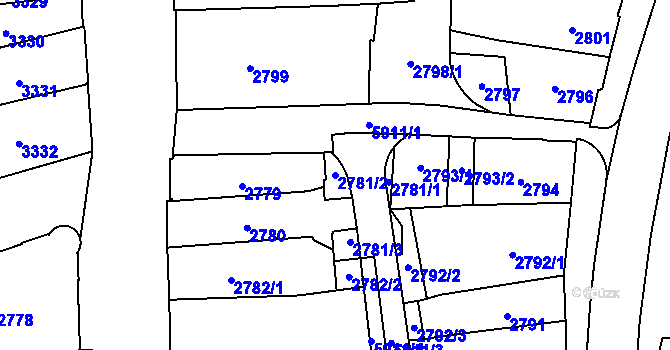 Parcela st. 2781/2 v KÚ Jihlava, Katastrální mapa