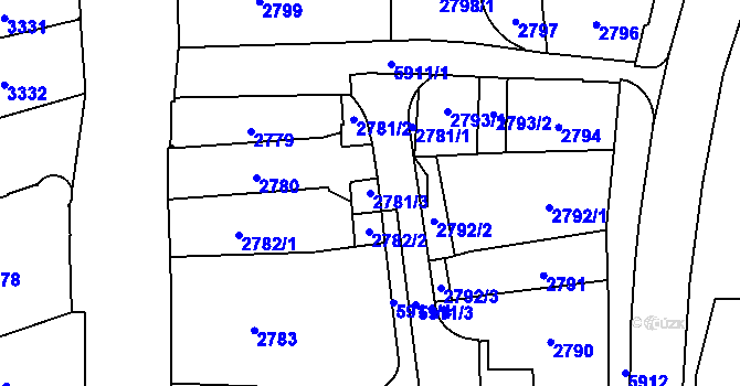 Parcela st. 2781/3 v KÚ Jihlava, Katastrální mapa