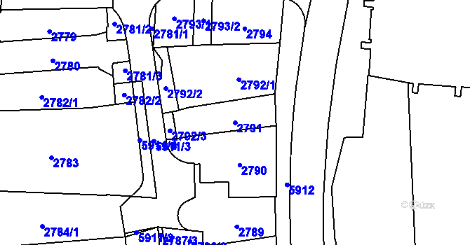 Parcela st. 2791 v KÚ Jihlava, Katastrální mapa