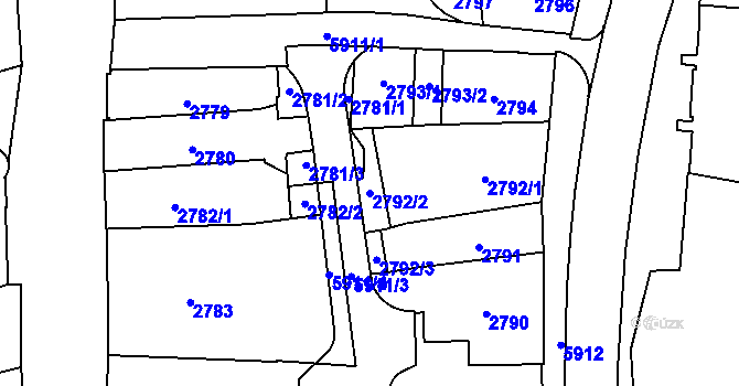 Parcela st. 2792/2 v KÚ Jihlava, Katastrální mapa