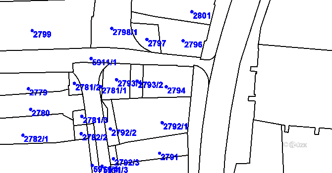 Parcela st. 2794 v KÚ Jihlava, Katastrální mapa