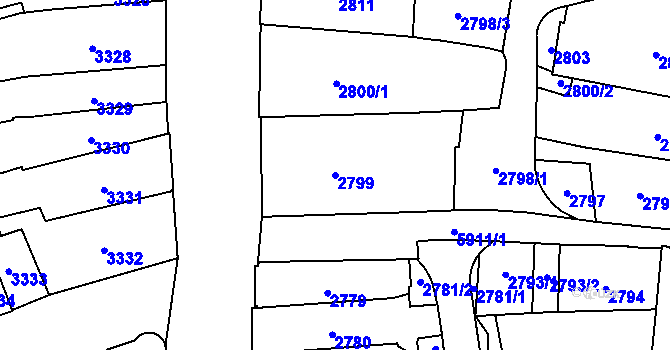 Parcela st. 2799 v KÚ Jihlava, Katastrální mapa