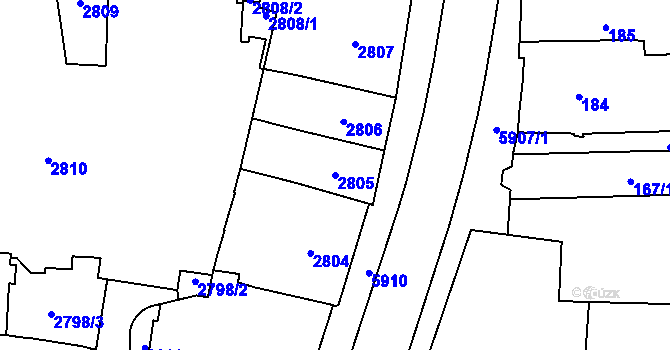 Parcela st. 2805 v KÚ Jihlava, Katastrální mapa