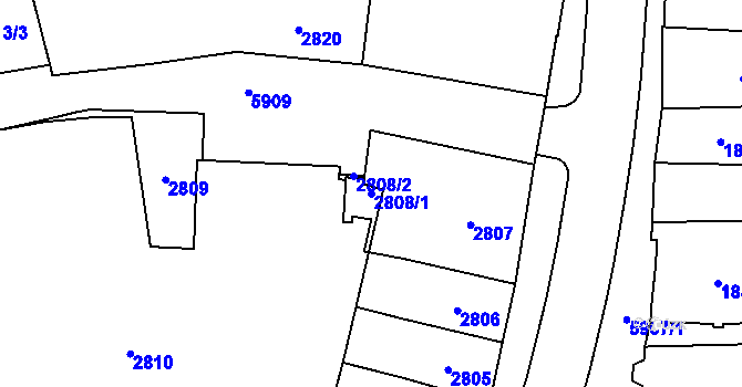 Parcela st. 2808/1 v KÚ Jihlava, Katastrální mapa