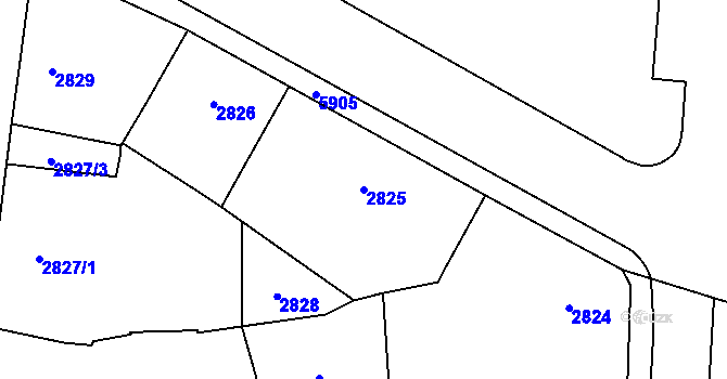 Parcela st. 2825 v KÚ Jihlava, Katastrální mapa