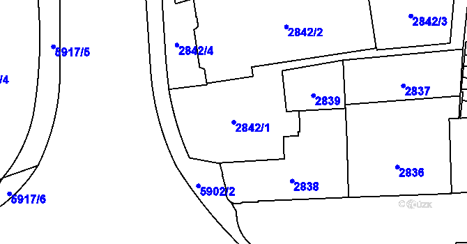 Parcela st. 2842/1 v KÚ Jihlava, Katastrální mapa