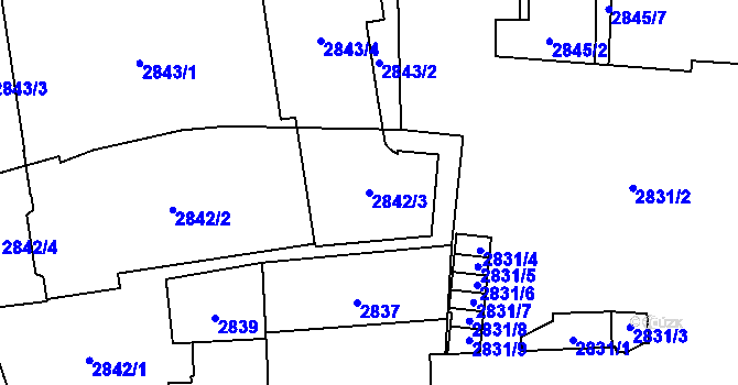 Parcela st. 2842/3 v KÚ Jihlava, Katastrální mapa