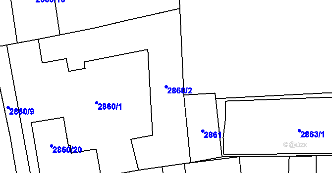 Parcela st. 2860/2 v KÚ Jihlava, Katastrální mapa