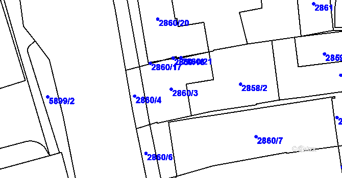 Parcela st. 2860/3 v KÚ Jihlava, Katastrální mapa