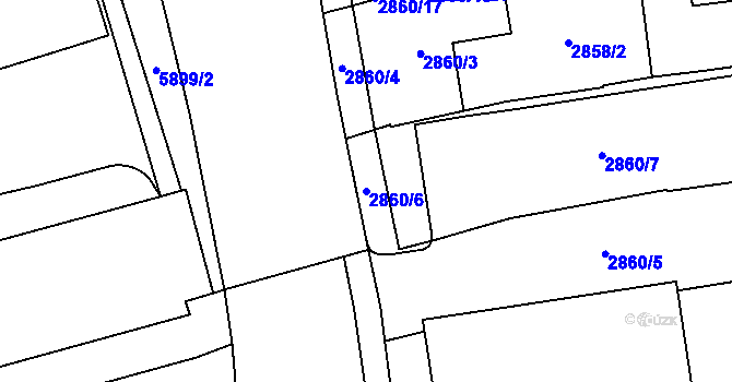Parcela st. 2860/6 v KÚ Jihlava, Katastrální mapa