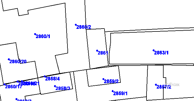 Parcela st. 2861 v KÚ Jihlava, Katastrální mapa