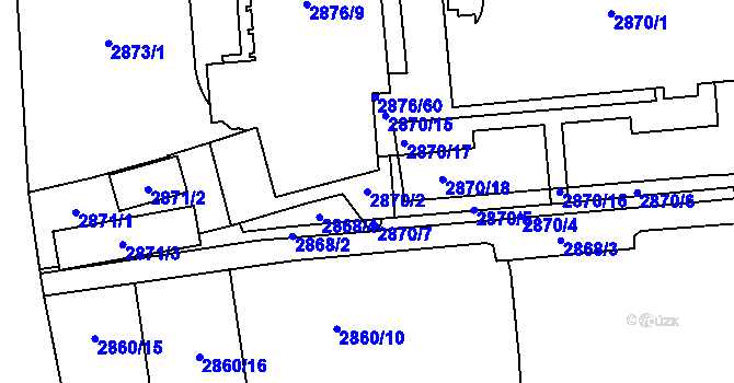 Parcela st. 2870/2 v KÚ Jihlava, Katastrální mapa