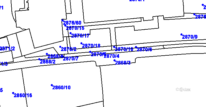 Parcela st. 2870/4 v KÚ Jihlava, Katastrální mapa