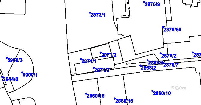 Parcela st. 2871/2 v KÚ Jihlava, Katastrální mapa
