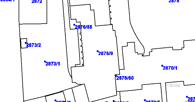 Parcela st. 2876/9 v KÚ Jihlava, Katastrální mapa
